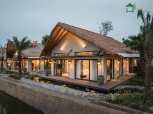 Hoàn Thiện Rơm nhân tạo lợp mái cho công trình tại Hillstay Villa Chương Mỹ