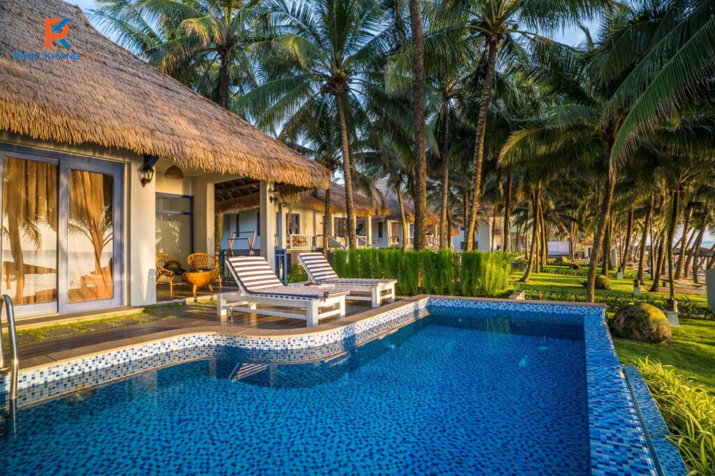 Mái rơm nhân tạo lợp mái bungalow